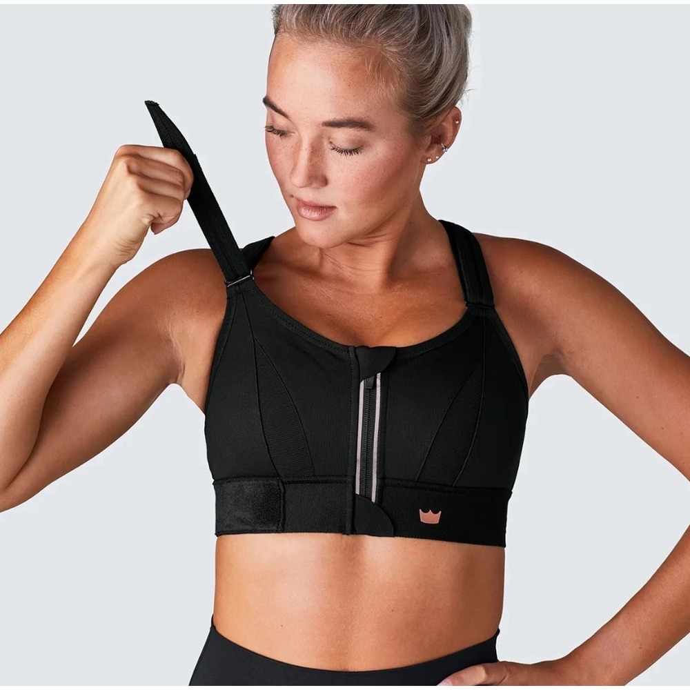 Shefit Ultimate Sports Bra Black High Impact Front Zip 2Luxe 110002 NEW